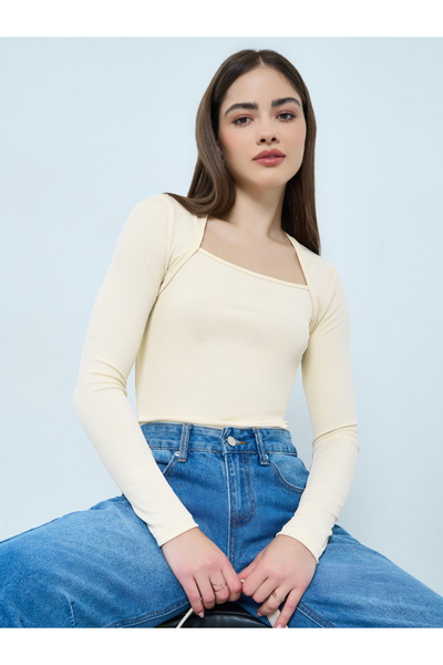Styli White Long Sleeve Knit Top