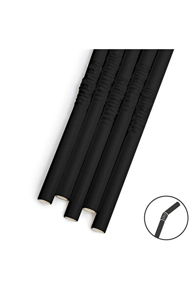 FAMİLY Paper straws - black - 190 x 4.5 mm - 150 pieces / pack