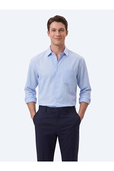 Kip Light Blue Oversized Fit Woven Casual Shirt