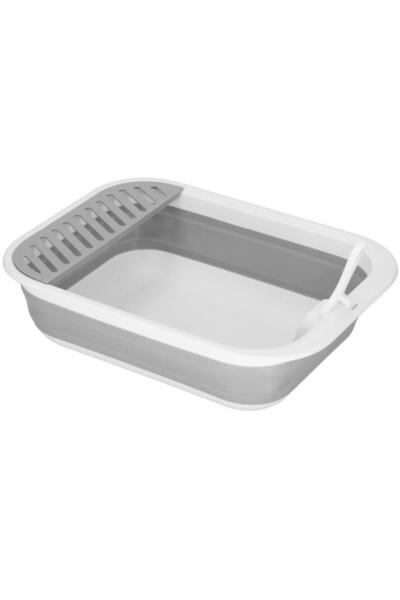 Stef's Cat Foldable Cat Litter Box with Scoop and Lid, 45x34x12 Cm, Gray and ...