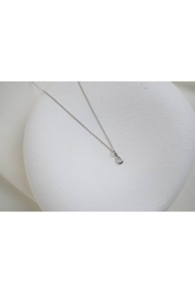 ATELİER TUĞBA Mkol030 Minimal Necklace with Drop Stones Silver