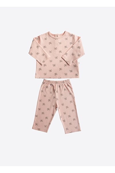 kitikate Organic Bowknot 2-Piece Pajama Set Pink