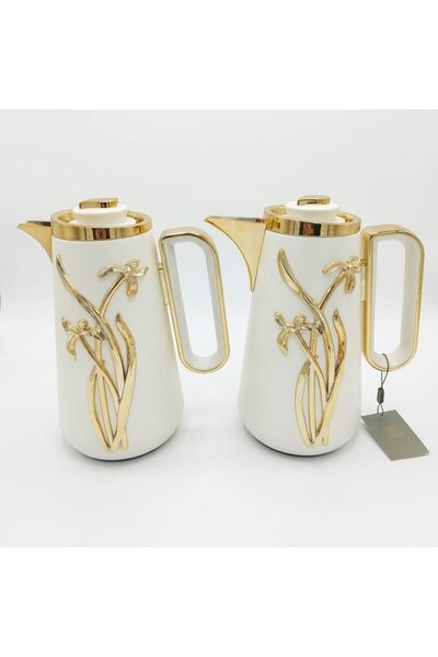 FURSAN Classic 2-Piece Vacuum Flask Set 1+1 L White with Gold Finish