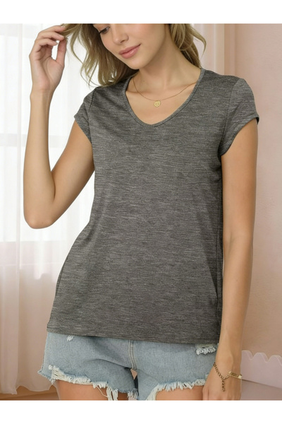 Take Two By Styli Grey Solid Cap Sleeve T-Shirt
