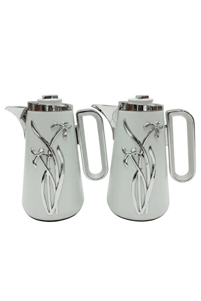 FURSAN Classic 2-Piece Vacuum Flask Set 1+1 L White with Silver Finish