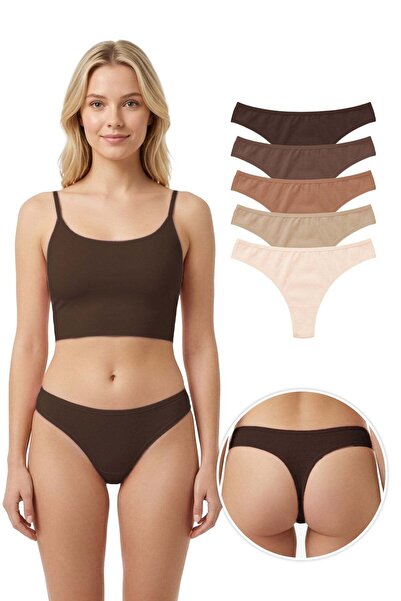 Cottonhill Pamuklu Basic Kadın Tanga Külot 5'li Paket