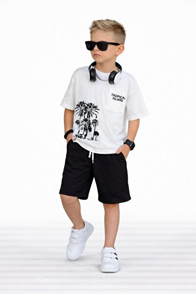 Bambam طقم شورت تروبيكال مطبوع للأولاد -116731 أسود