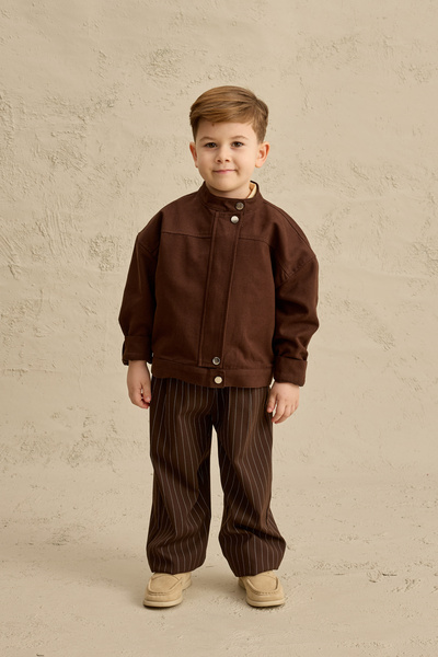 Fahhar Kids Oversized Canvas Jacket Brown