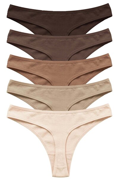 Cottonhill Cotton Basic Women's Thong Panties 5 Pack