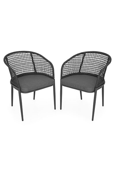 Maison Mex Set of 2 garden/terrace chairs VOLOS L.56 l.62 H.77 anthracite/gray
