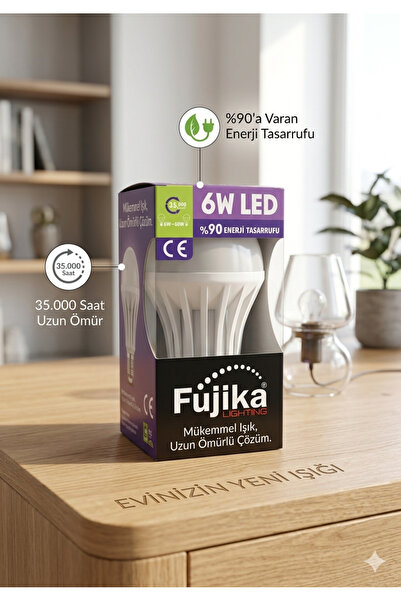 ÖZEMEK FUJİKA 6W LED AMPUL BEYAZ 6500K E27 600 LÜMEN METAL DÖKÜM KASA