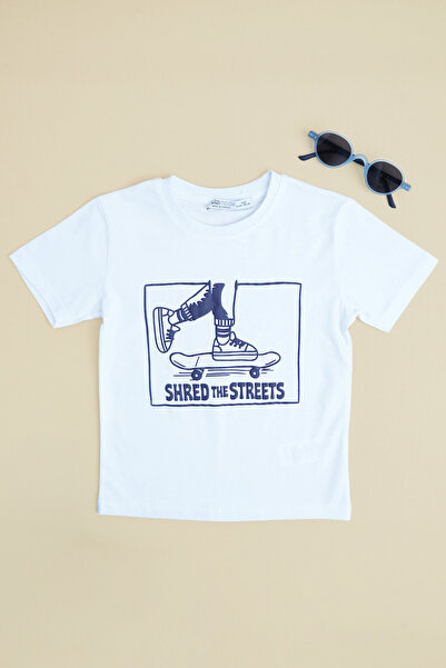 Fulla Moda Tricou pentru băieți Skateboard cu imprimeu guler rotund