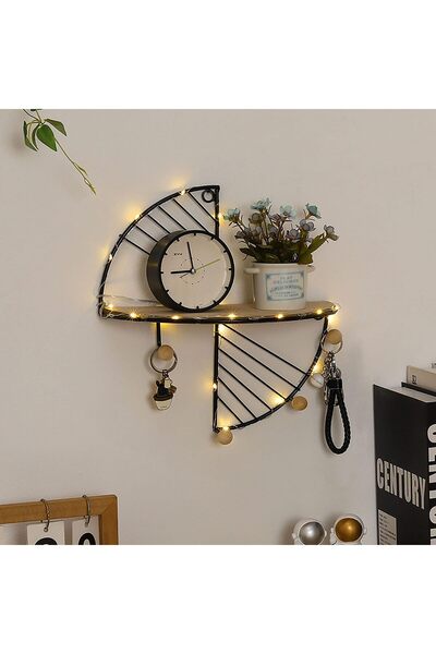 Arabest Wall Shelves with Hooks, Bedroom Half Round Wall Mounted Floating She...