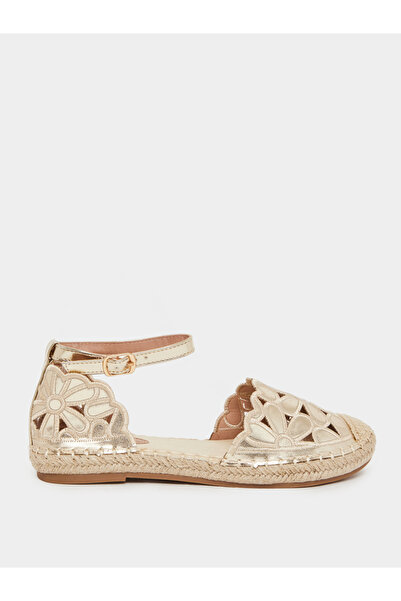 Styli Gold Floral Espadrille Sandals