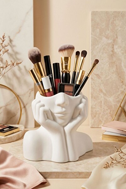 Evene Makyaj Organizeri Makyaj Fırçalığı Makyaj Organizer Düzenleyici Beyaz R...