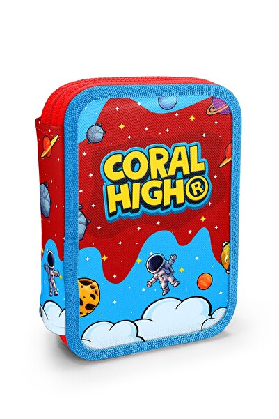 Coral High Детски червено-син несесер за моливи с космически мотиви на астрон...