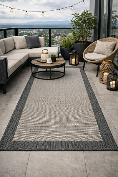 ÇERKEZ HALI SİENA Collection JÜT SİSAL BORDÜRLÜ HASIR HALI GRİ-ANTRASİT 03