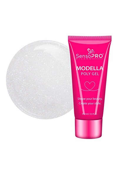 SensoPRO Milano Polygel MODELLA - Silver Glitz, 15ml