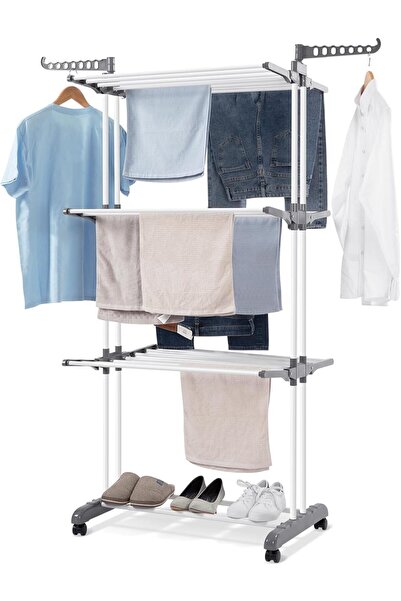 Arabest 4-Tier Foldable Stainless Steel Drying Rack ,with Foldable Wings and ...