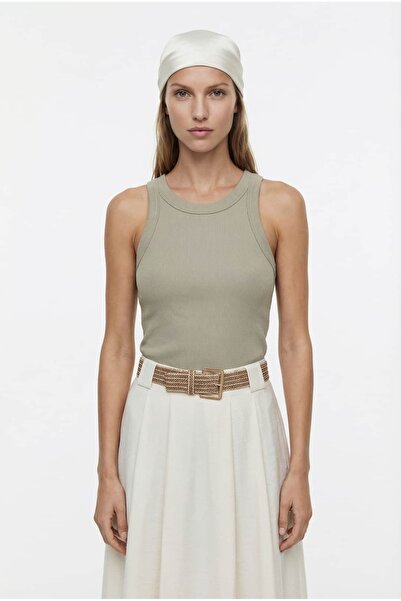 Coredra λαιμόκοψη halter πλέξη ριμπ κοτλέ Αθλητής - K290