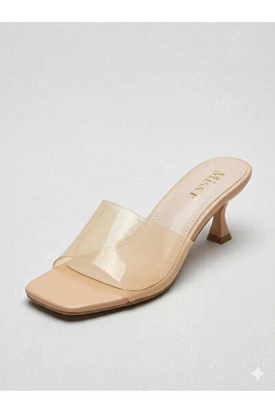 Miss F Int1223Y073 3Fx Beige Women's Short Heels Slipper