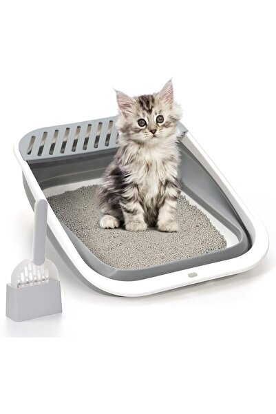 Arabest Open Cat Litter Box,Large Foldable Cat Litter Box With Adjustable Hei...