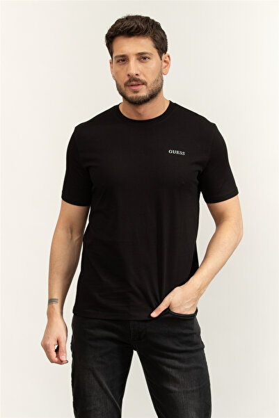 Guess Marzio Bisiklet Yaka Kısa Kollu Erkek Siyah T-shirt Z6RI17I3Z14-JBLK