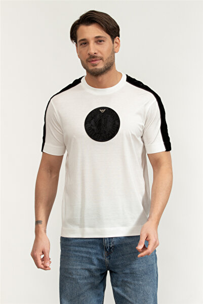 Emporio Armani Men's Cotton Crew Neck Short Sleeve White T-Shirt