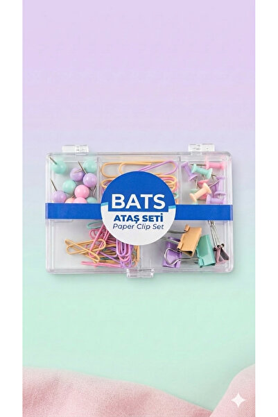 BATS Набір скріпок із 5 предметів, пастельні кольори, скріпки, затискачі, зна...