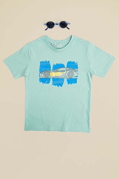 Fulla Moda Tricou pentru băieți Car cu imprimeu guler rotund