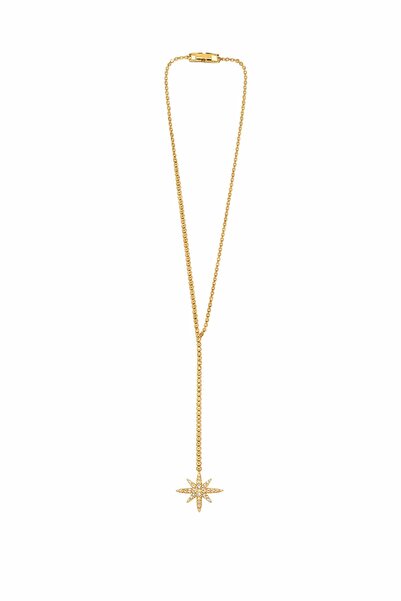 Trend Alaçatı Stili Gold Combined Zircon Stone Y Model Waterway Necklace Alc-...