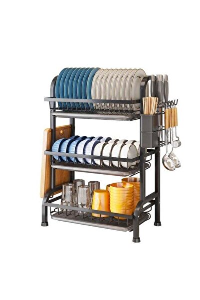 rayze Dish Drying Rack, 3-Tier Dish Rack Drainboard Set