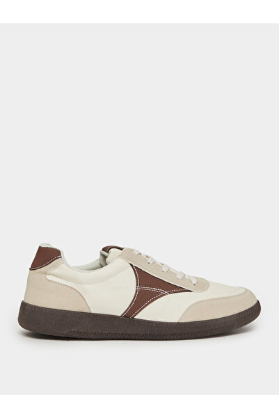 Styli Brown Contrast Panel Suede Lace-Up Sneakers