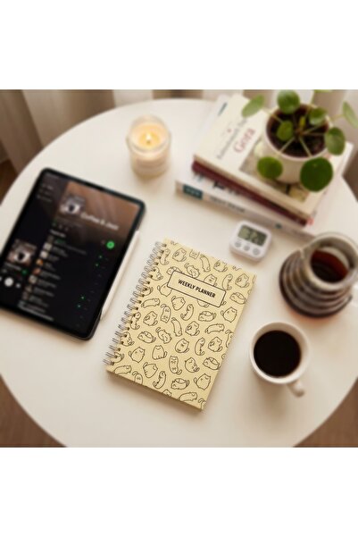 Cappa Notebook Sarı Kedi Desenli Süresiz Planlayıcı Ajanda
