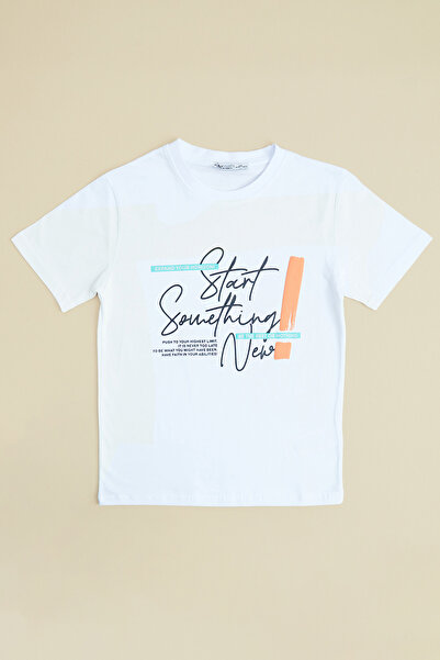 Fulla Moda Text Printed Crew Neck Boy's T-Shirt