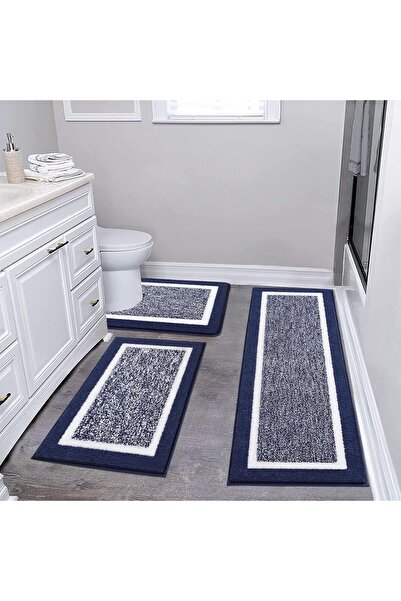 Arabest 3 Piece Bath Mat Set, With U-Shaped Contour Toilet Mat, Non-Slip, Abs...