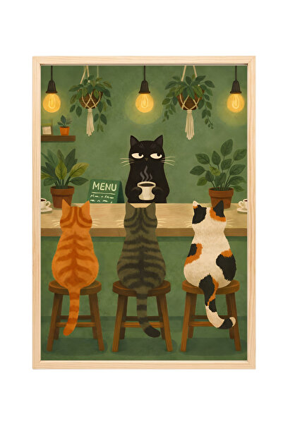 oDuvar Huysuz Barista Ahşap Çerçeveli Tablo