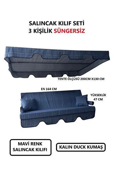 Empressco Renkli 3 Kişilik Salıncak Minder Seti, Şeffaf Tenteli, Konforlu ve Şık