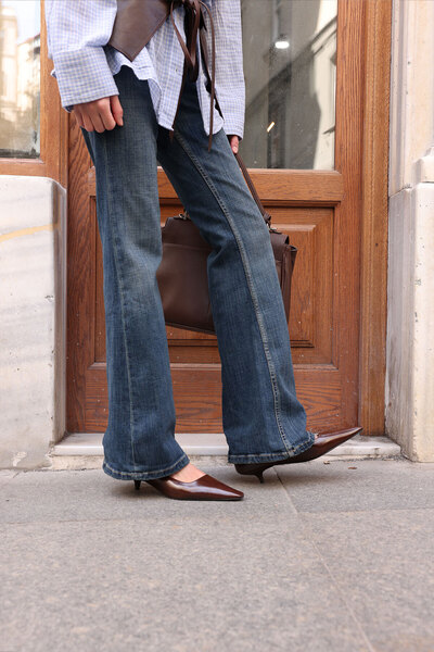 LUTVELIZADE Γόβες με τακούνι 2611 - Minimal Küt Burun Acı Kahve Γυναικείες Γό...