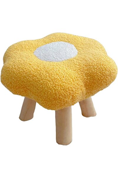 Arabest كرسي منخفض على شكل زهرة، مسند قدم صغير من القماش بأرجل خشبية مانعة لل...