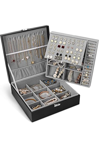 Arabest 2-layer Jewelry Storage Box with Lock,for Necklace Bracelet Earring R...