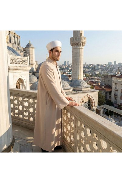 İkranur Kuduri Namaz and Imam Robe Long Mink Enderun Model