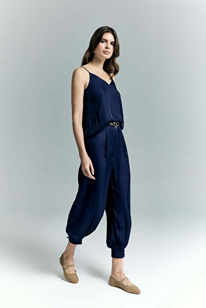 Sateen Tosca Pants - Navy Blue