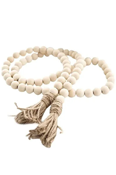 Arabest سلسلة خرز خشبية بطول 58 بوصة مع شرابات، ديكور ريفي بوهيمي، خرز للصلاة...