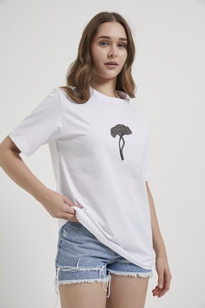 Arma Life Armalife 3002 Bi̇s Collar Stone Flower Detail Women's T-Shirt