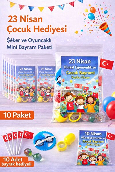 Emrah Gültekin 23 Nisan Çocuk Bayramı Hediyelik 10’lu Paket Oyuncaklı Şekerli...