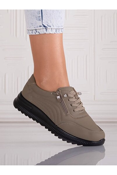 ELADA Savira Women's Casual Kaki Shoes Made from Ecological Leather, Size 37