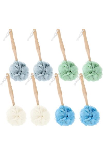Arabest 8 Pack Large Bath Puff Loofah Sponge, with Long Handle, Exfoliating, ...