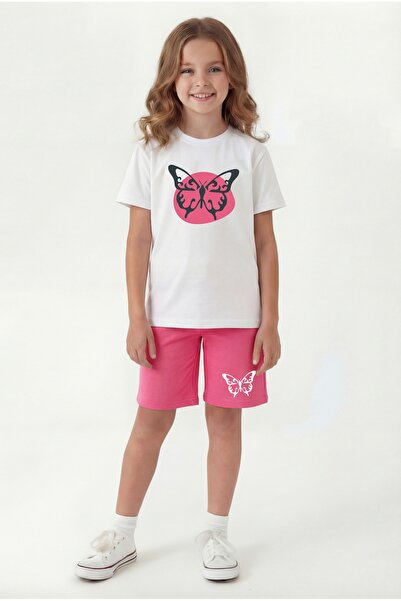 panios kids Round Neck T-Shirt with Colorful Capri Print Detail Summer Girls'...