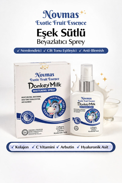 NOVMAS Eşek Sütlü Nemlendirici ve Cilt Tonu Eşitleyici Vücut Spreyi